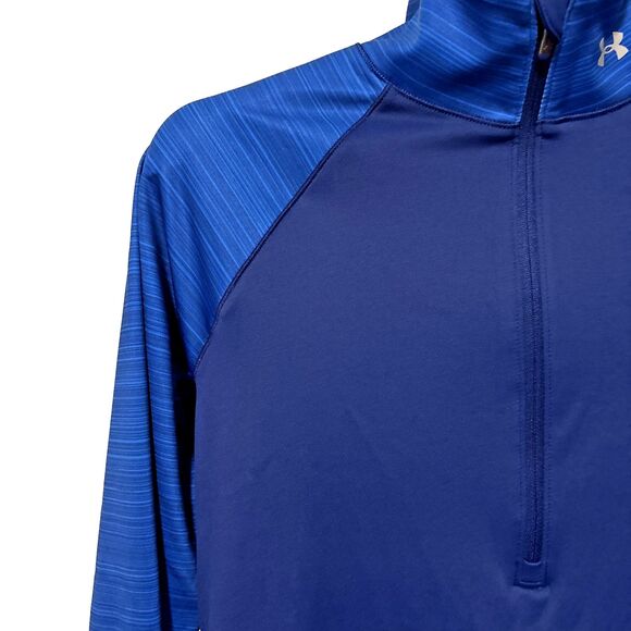 Under Armour Men’s Size XL Fitted Compression Blue Running Gym Shirt Cold Gear - Picture 4 of 9